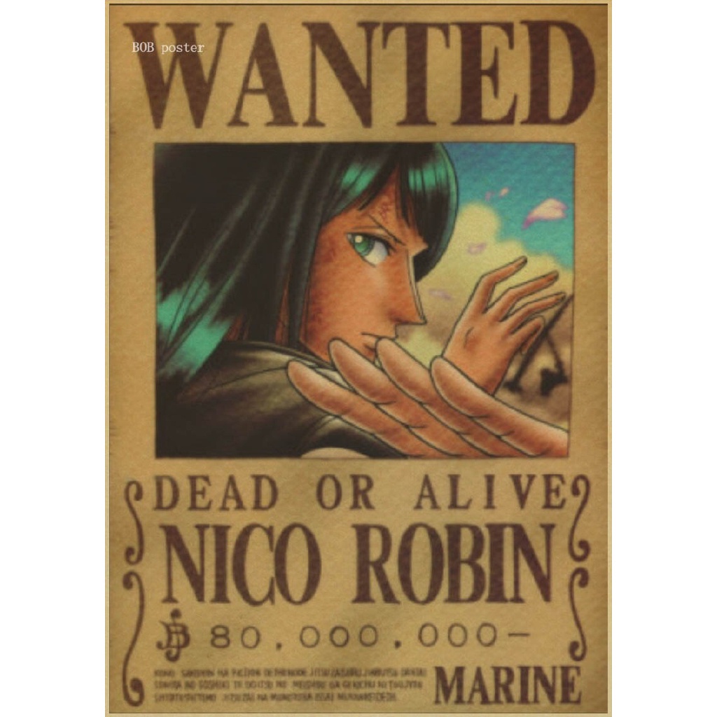 Poster Stiker Dinding Desain Anime One Piece Wanted Order Gaya Retro Klasik Untuk Dekorasi Bar Cafe