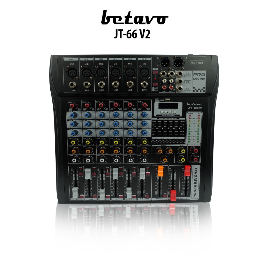 MIXER AUDIO BETAVO JT 66 V2 PROFESSIONAL MIXER AUDIO 6 CHANEL