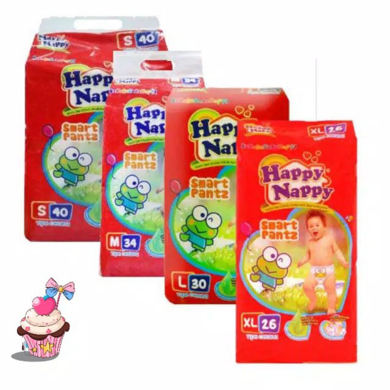 PEMPES POPOK CELANA HAPPY NAPPY SMART PANTS LENGKAP UKURAN PROMO MURAH