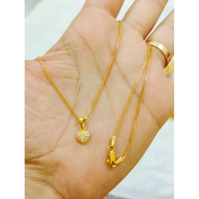 KALUNG DEWASA + LIONTIN LOVE ( PERAK 925 ) LAPIS EMAS 24K