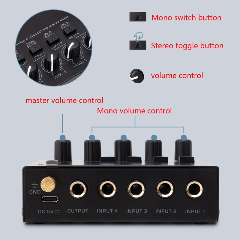 Zzz Mixer Audio 4 Channel Ultra Low Noise 4 Channel Untuk KTV Karaok