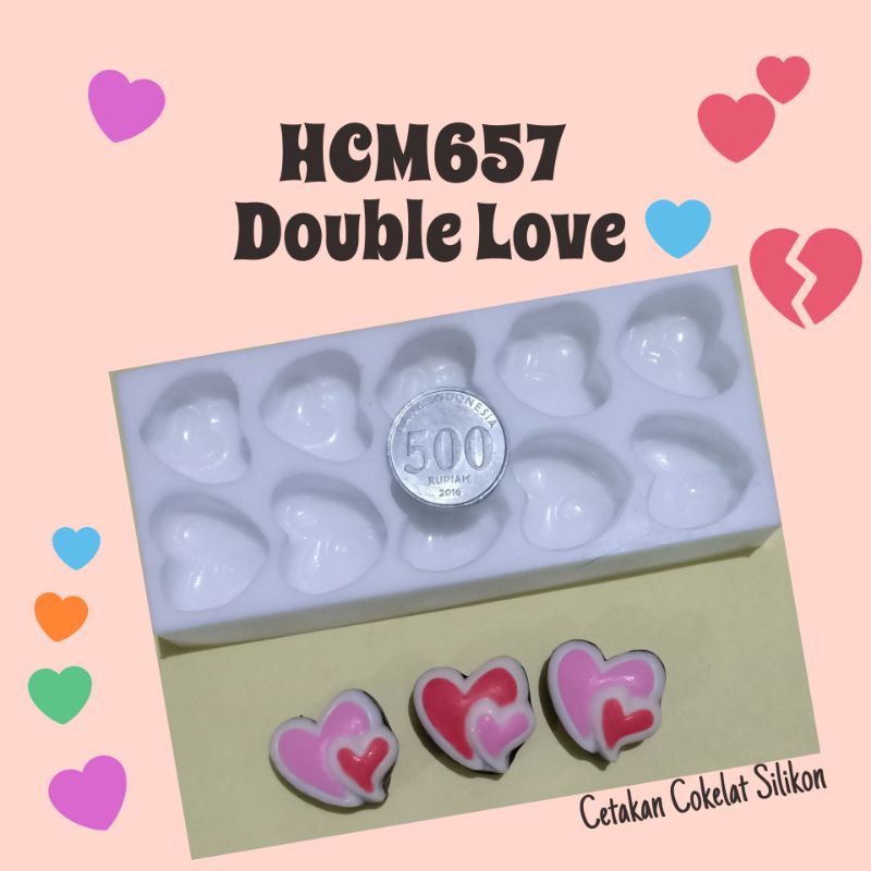 Double Love | HCM657 Cetakan Cokelat Silikon Fiina de choco