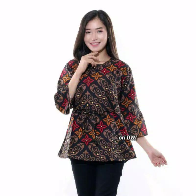 tey-17 Batik wanita ASJ SA HRB026 Kenongo Kemeja Tosca Pendek-murmer