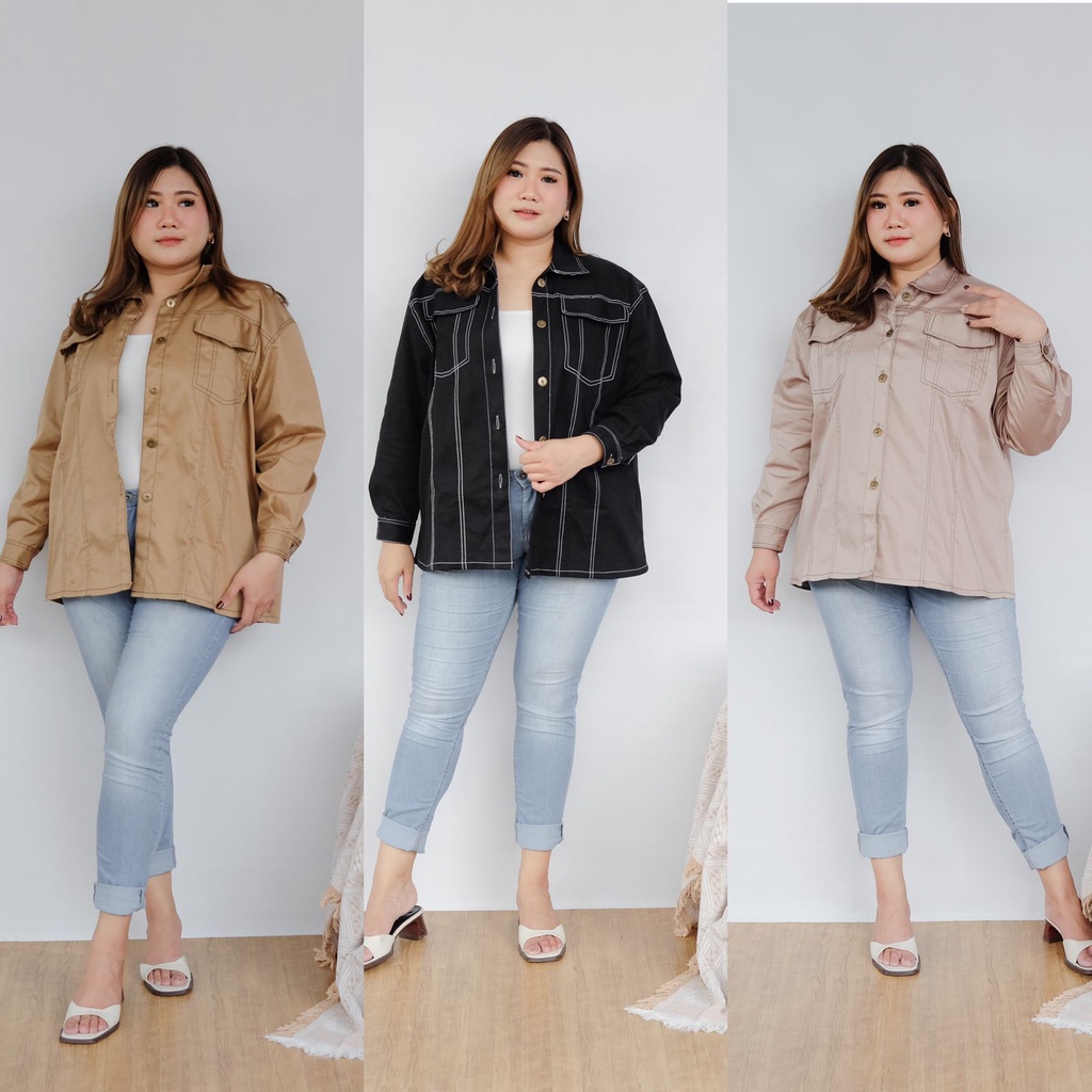 BIGWELL LIVIA JAKET CHINOS TANGAN PANJANG BIGSIZE, JAKET BIGSIZE, JAKET PLUSSIZE- JAKET JUMBO, JAKET BIGSIZE JUMBO