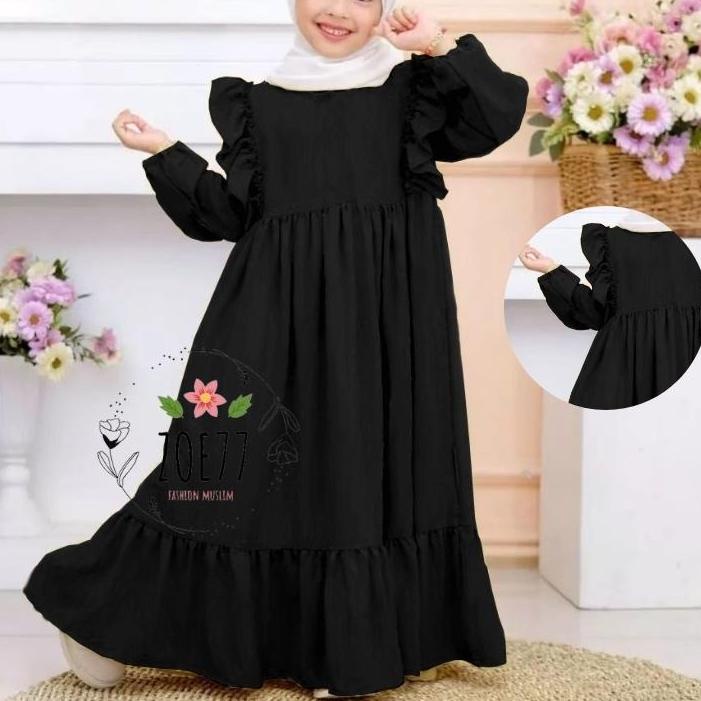 Terlaris Gamis Anak perempuan cringkle  rufle daily look usia tanggung lebaran 2022 model gamis mode