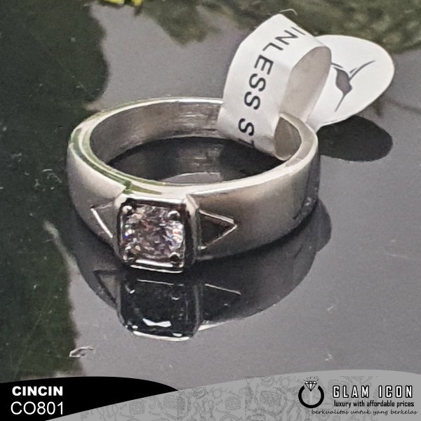 Cincin Couple Mata Kotak Crown  C0801 CCS