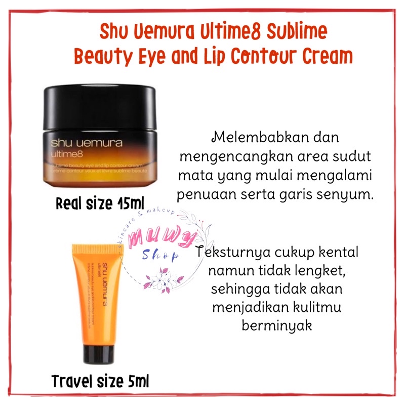 Shu Uemura Ultime8 Sublime Beauty Eye and Lip Contour Cream 5ml Krim Mata