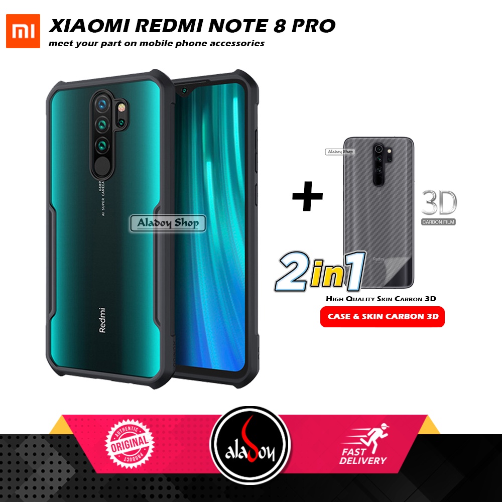 Case XIAOMI REDMI NOTE 8 PRO Armor Fusion Transparent Casing Free Skin Carbon 3D