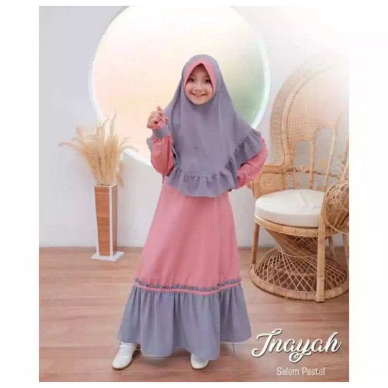 gamis anak terbaru /gamis anak set hijab/gamis anak INAYAH SYAR'I KIDS/baju muslim anak perempuan