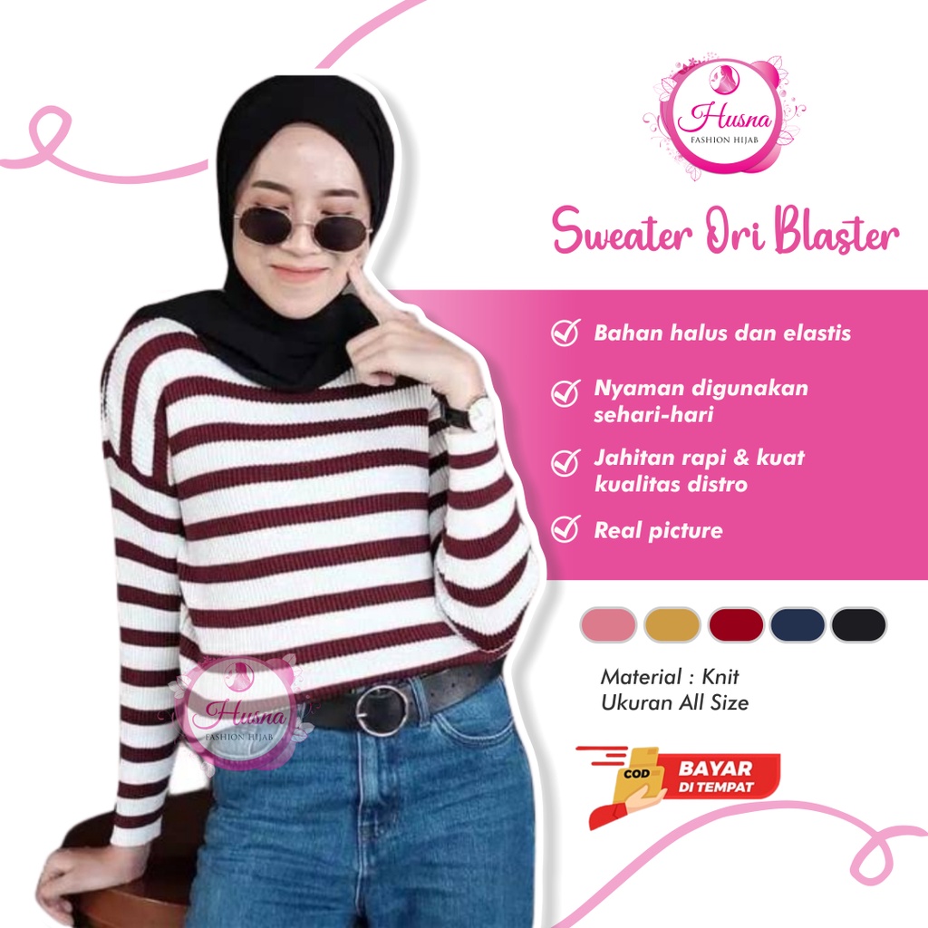Sweater Sweter Suwiter Sewiter Switter Suiter Outer Oter Outware Wanita Perempuan Cewek Cewe Garis K