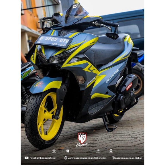DECAL STICKER AEROX GRAFIS KUNING FOTO ASLI