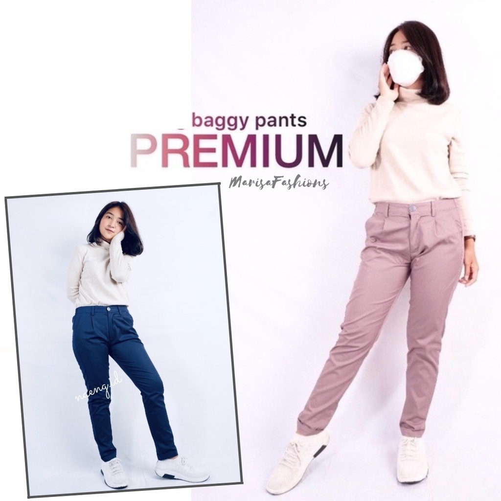 BAGGY PANTS PREMIUM AMERICAN DRILL GRADE A CELANA PANJANG WANITA CELANA KANTOR KERJA