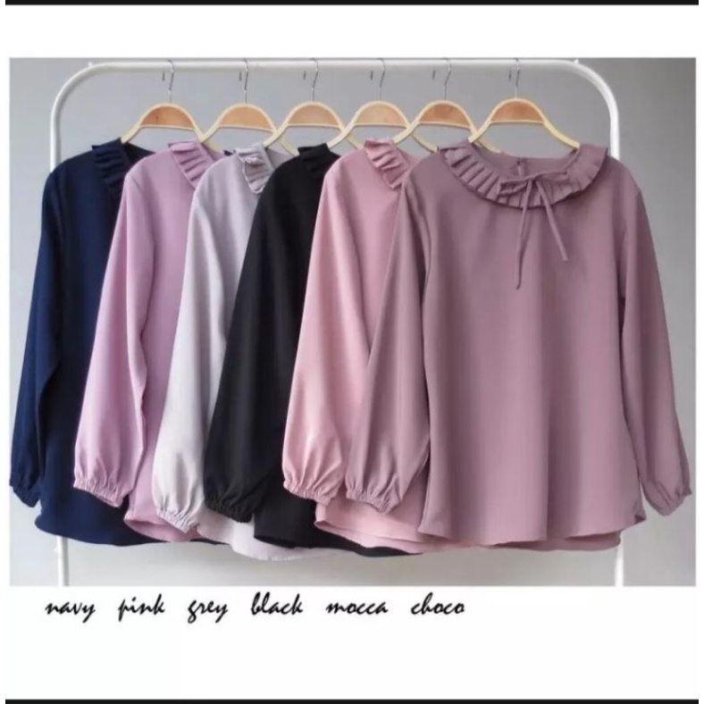 Blouse Wanita lengan panjang Korea || Avisa Blouse (Free Gift)