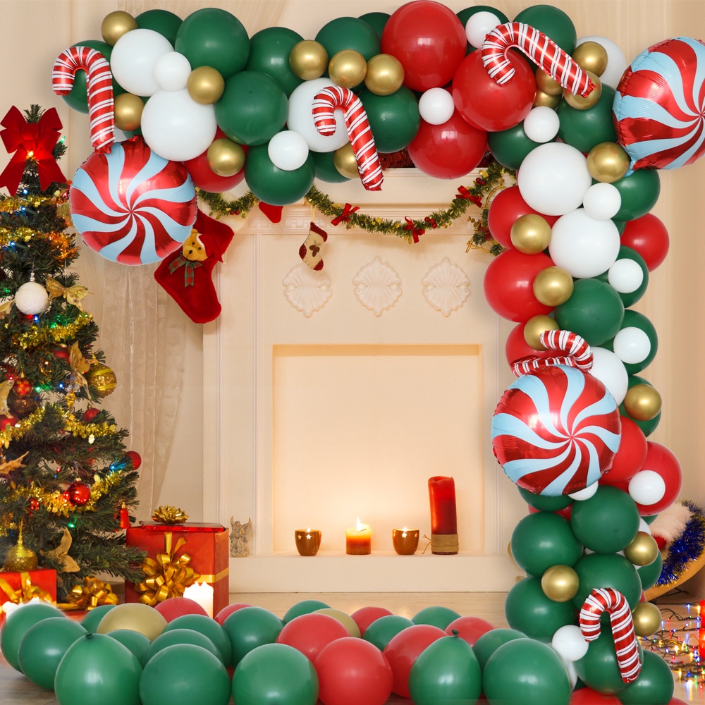 [ Christmas DIY Cane Balloons Decoration for Home Merry Christmas Party Shopping Mall Hotel Background ]