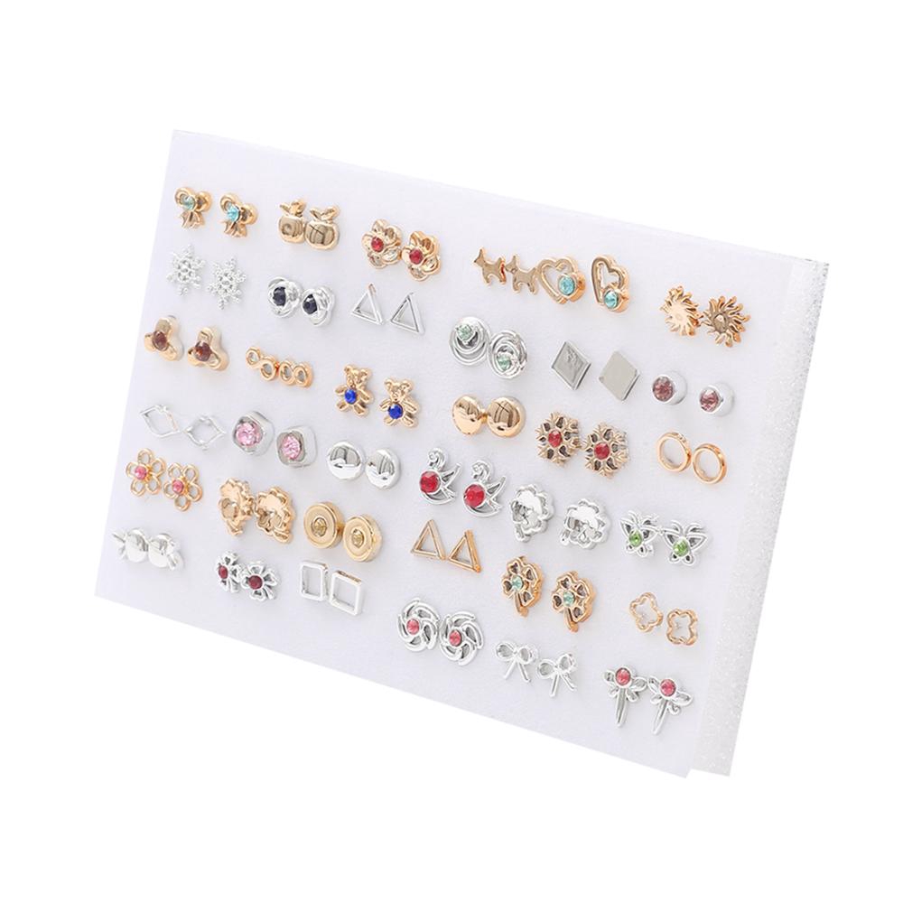 36 Pasang / Set Anting Stud Kristal Berlian Imitasi Bentuk Bunga Untuk Wanita