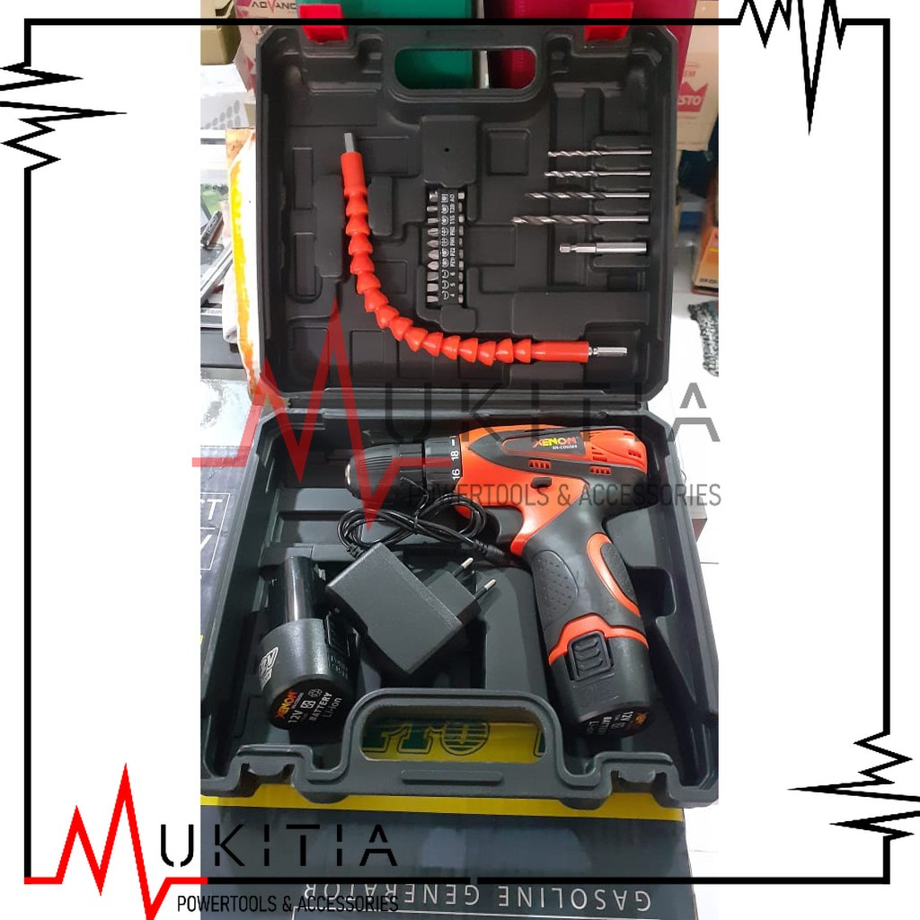 Mesin Bor Baterai XENON CDD505 12v Cordless Drill Heavy Duty Bor Tanpa Listrik Bor Koper Set