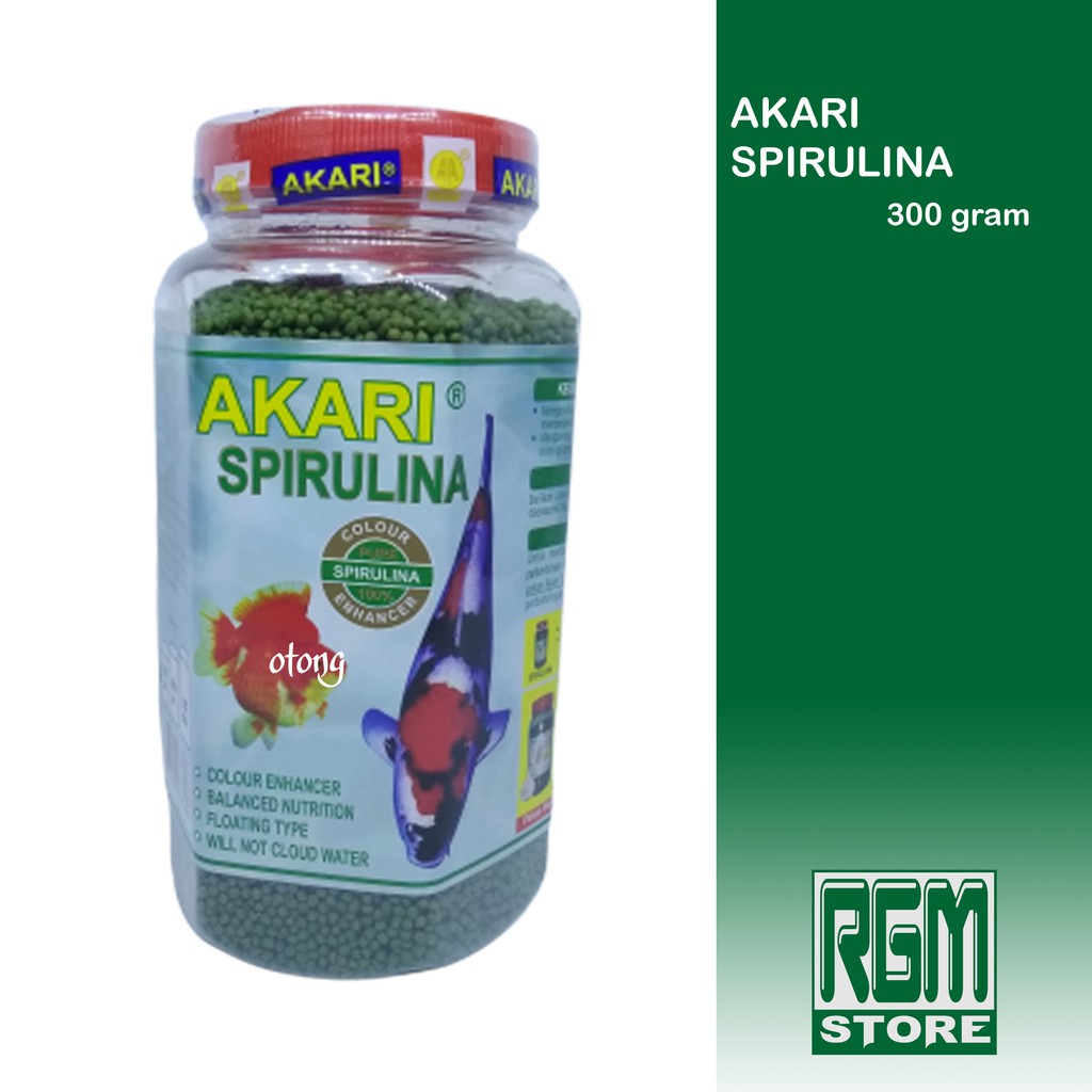 AKARI Spirulina Makanan pakan pelet ikan hias koki koi 300 gram murah