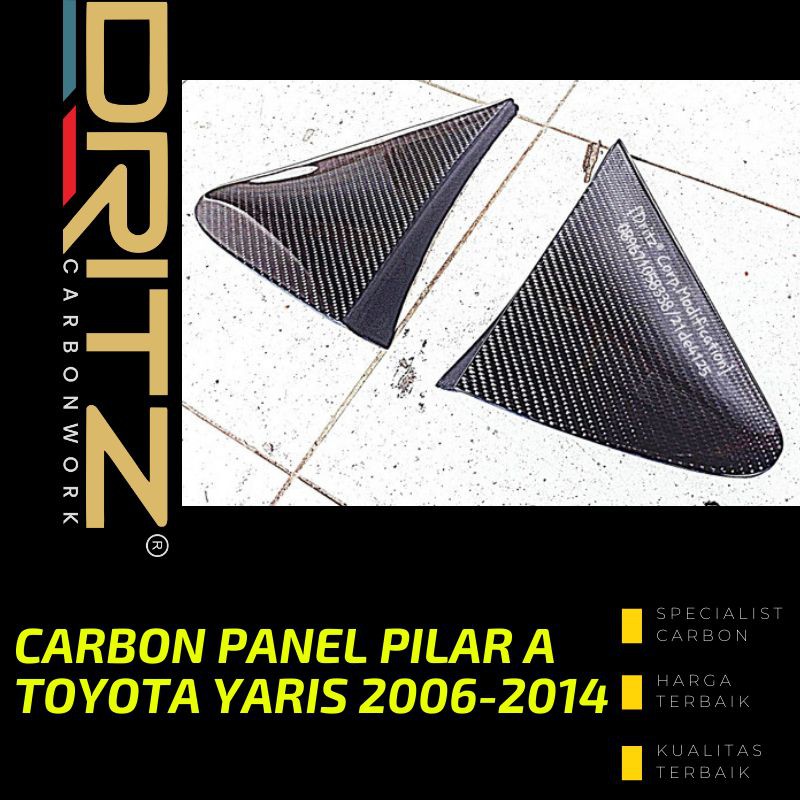 Carbon Kevlar Panel Pilar A Mobil TOYOTA YARIS  2006-2014 Aksesoris Karbon