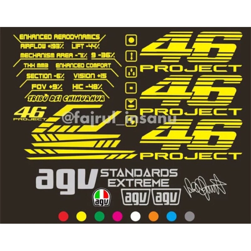 Sticker helm - stiker cutting 46 project reflektif Valentino Rossi