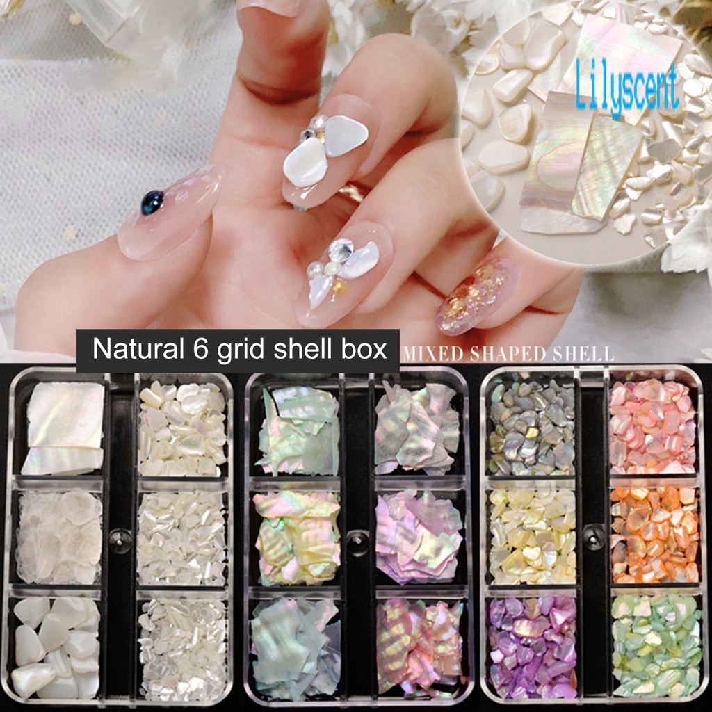 Lily 1 Kotak Payet Abalone Asimetris Warna-Warni Untuk Dekorasi Nail Art 3D