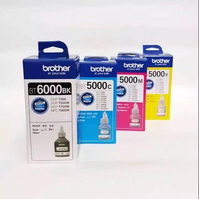 Paket 1 Set Tinta Brother BT6000BK/BTD60BK &amp; BT5000 Original untuk DCP- T300 T310 T400 T410W T700W T710W T720DW T820DW MFC-T800W T810W T910DW T920DW T925DW T4500DW