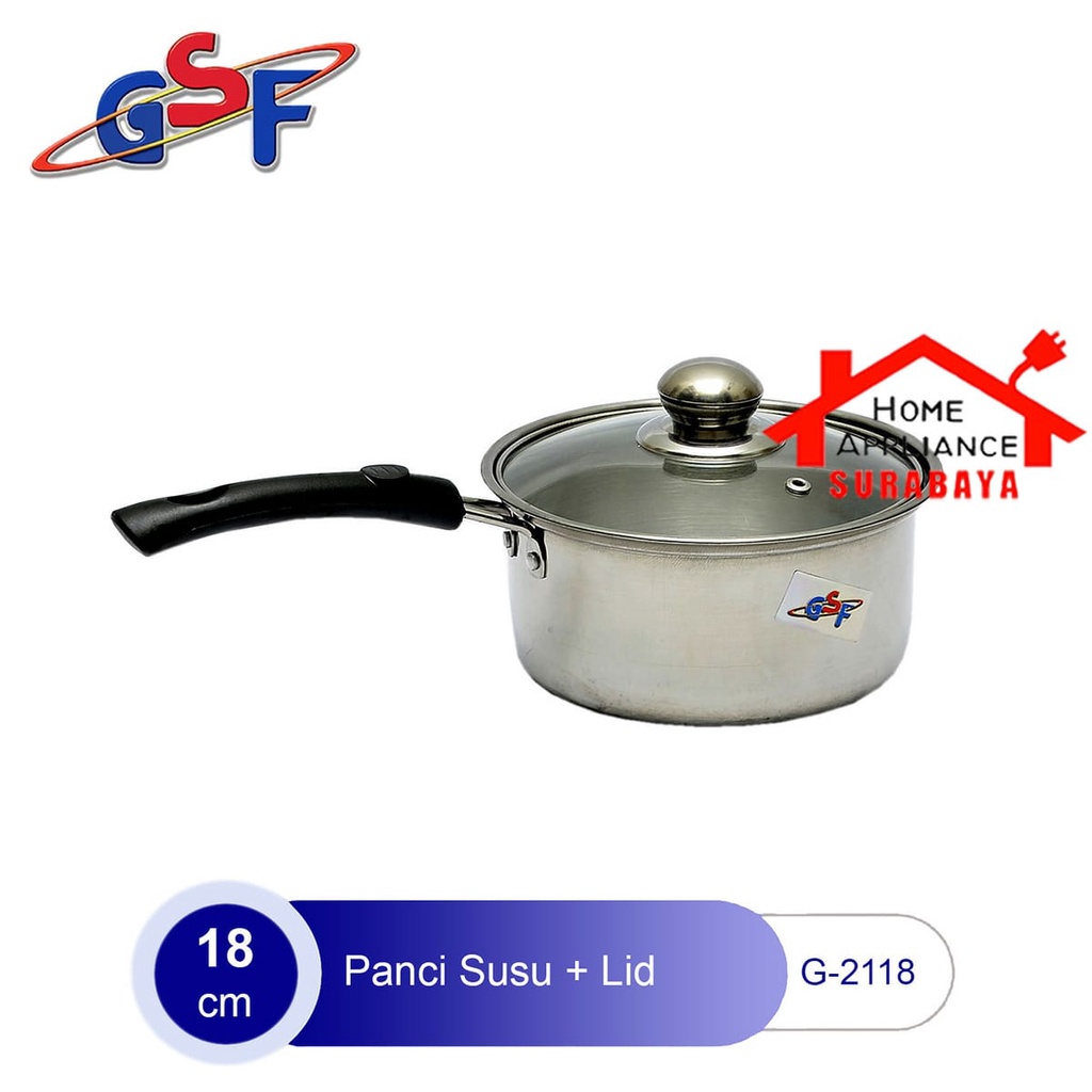 Panci Susu - Mie - Sop Serbaguna / Milk Pot Pan STAINLESS STEEL + Tutup Kaca 16CM 18CM / 20CM GSF