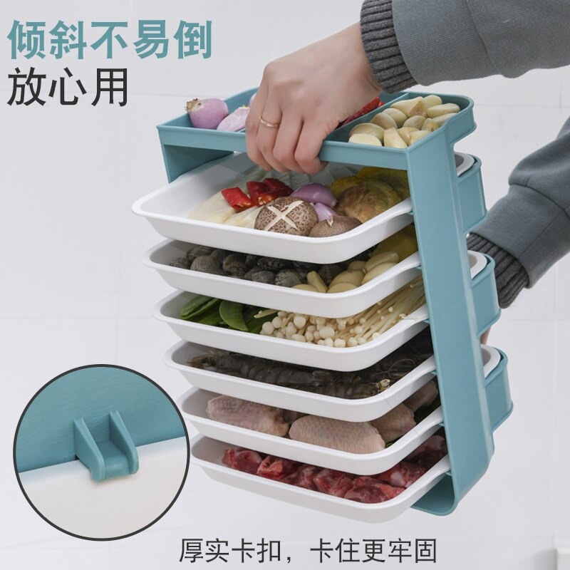 Rak Organizer Wadah Tempat Bahan Bumbu Dapur Sayur Makanan Dish Storage Rack Tray 6 Layer