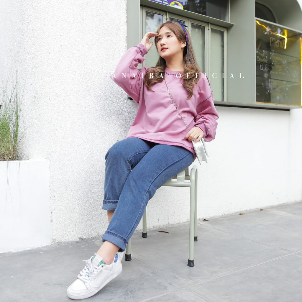 SWEATER OVERSIZE WANITA OUTSIDE SEAM  SWEATER WANITA DAN PRIA SWEATER CREWNECK SWITER