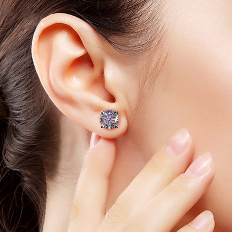 Classic 4 Claws Cubic Zirconia Women Earrings Crystal CZ Stone Minimalist Ear Stud Luxury Wedding Eternity Jewelry