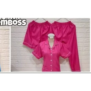 SEASOND IND Piyama/Baju Tidur 3in1 Wanita Dewasa Embos Warna/L Fit to XL ko-Embos Fanta