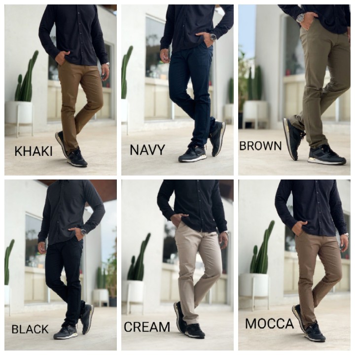 D Winkel _ Celana Panjang Reguler Chino/Cino/Chinos Pria/Cowok Standar - Krem(Cream)/Abu(Grey)/Hitam(Black)