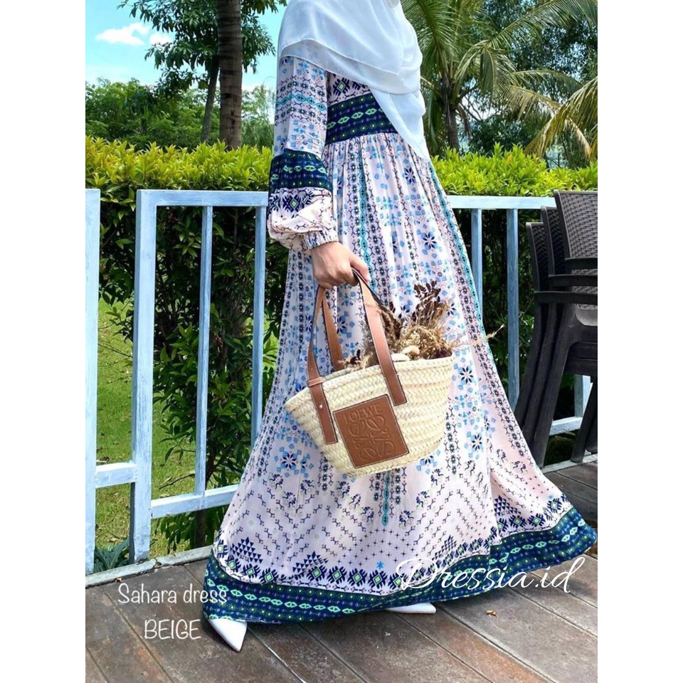 Sahara Dress by Latasha Outfit / Gamis Motif Syari Rayon Abstrak Etnik