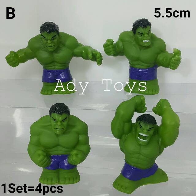 4pcs/set Hulk Avengers Figure 5.5cm Model B Hiasan Kue Topper Kue Pajangan Kue
