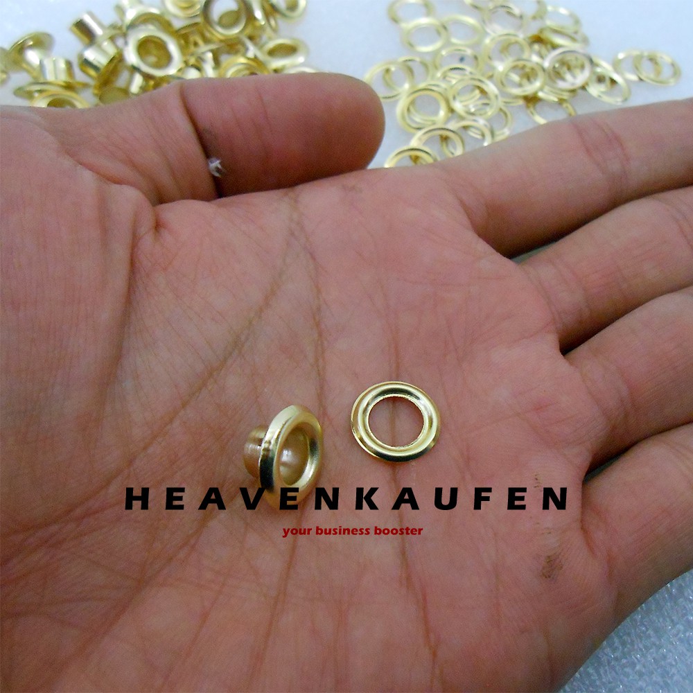 Mata Ayam / Eyelet 6 mm Warna Gold Emas Harga Per Pack isi 50 Pcs