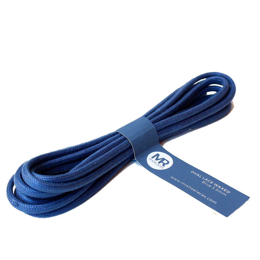 MR Shoelaces FC26 Biru BLUE Tali Sepatu Lilin Oval 3.5mm (Waxed Laces) 50cm 80cm 100cm 120cm 150cm 200cm - Premium Shoelace