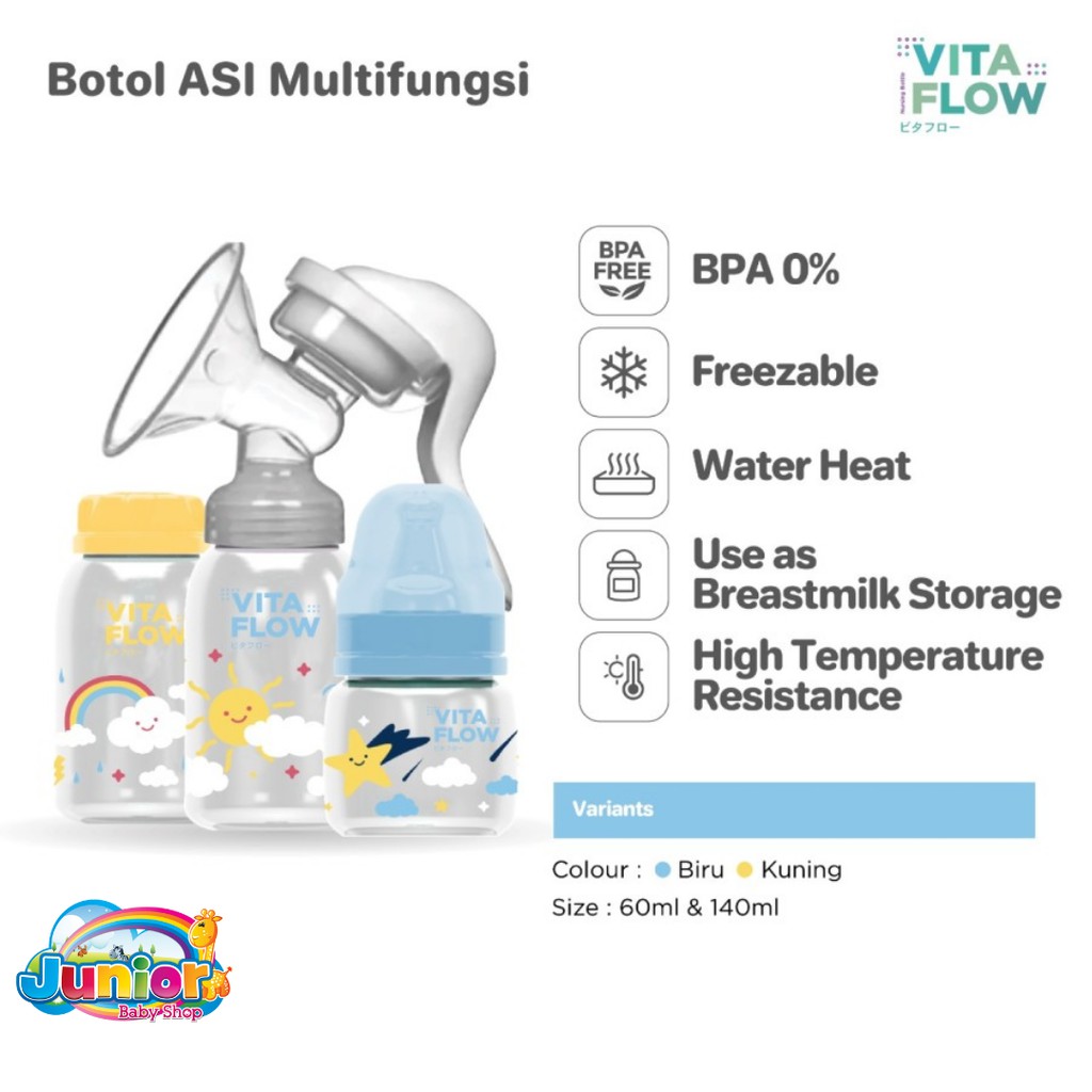 Vitaflow Breastmilk Bottle 140ml Sky Series - Botol Asi