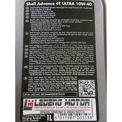 Shell Advance Ultra Full Synthetic 10w40 Oli Motor Sport 1 Liter