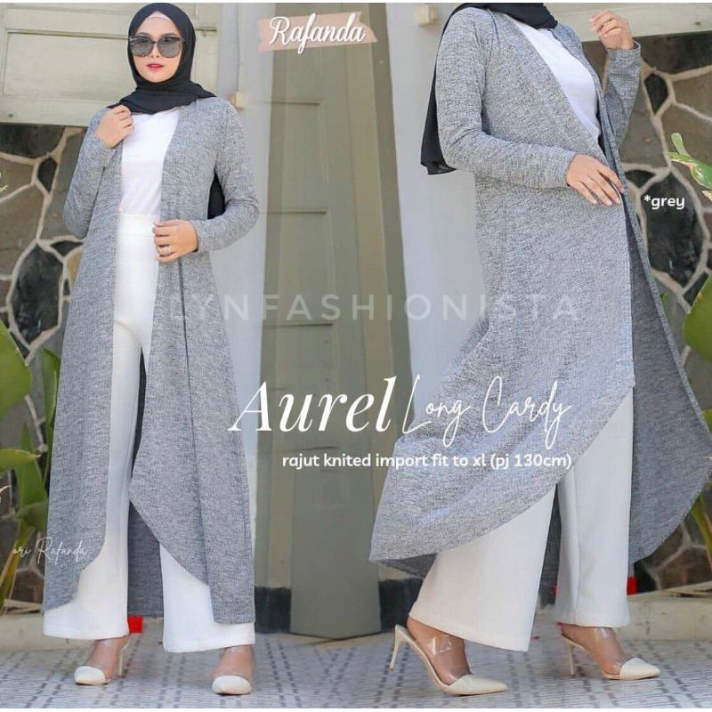 LYNFASHIONISTA-CARDIGAN WANITA MUSLIM BAHAN RAJUT IMPORT/AUREL