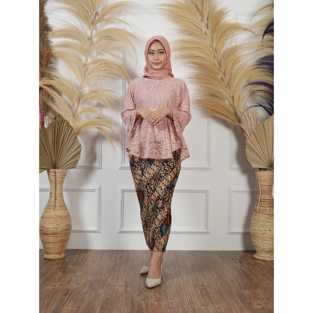 Atasan Kebaya Brokat / brukat Rinjani / kebaya lamaran / kebaya wisuda / kebaya modern PART 1-Peach atasan saja