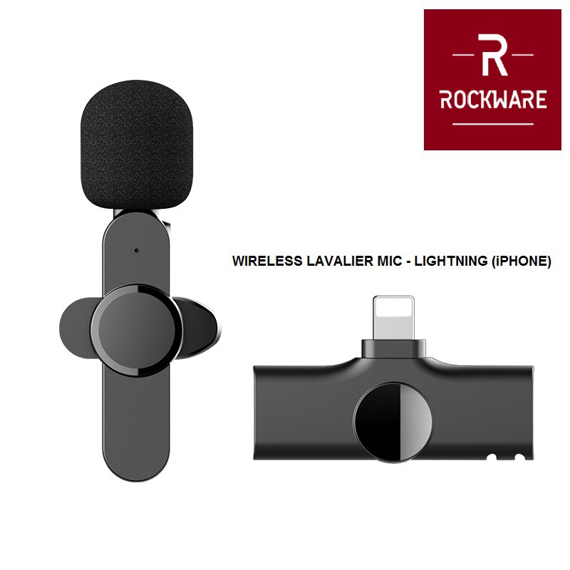 AKN88 - Rockware Microphone Lavalier Clip-ON Wireless Lightning Port - iPhone