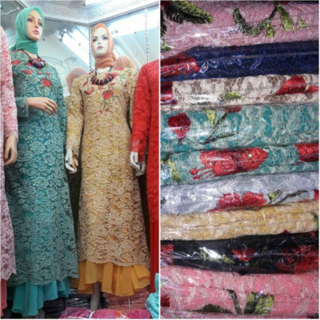 dress brukat bordir + chiffon ceruti
