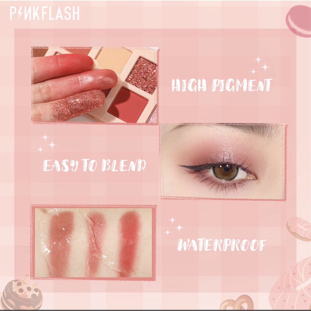 PINKFLASH PinkDessert Pink Dessert 12 Shades Eyeshadow Palette High Pigment And Smooth Powder Long Lasting