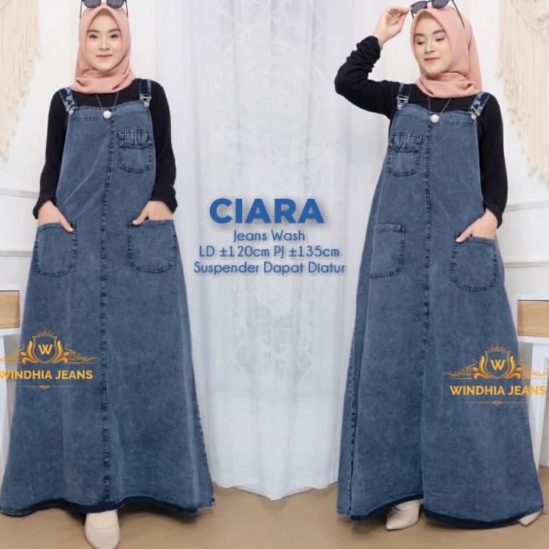 N&X Ciara Overal Overall Rok Jeans Jean Jins Denim Wanita Jumbo Big Size Ld 120 Fit XXL Trend lagi