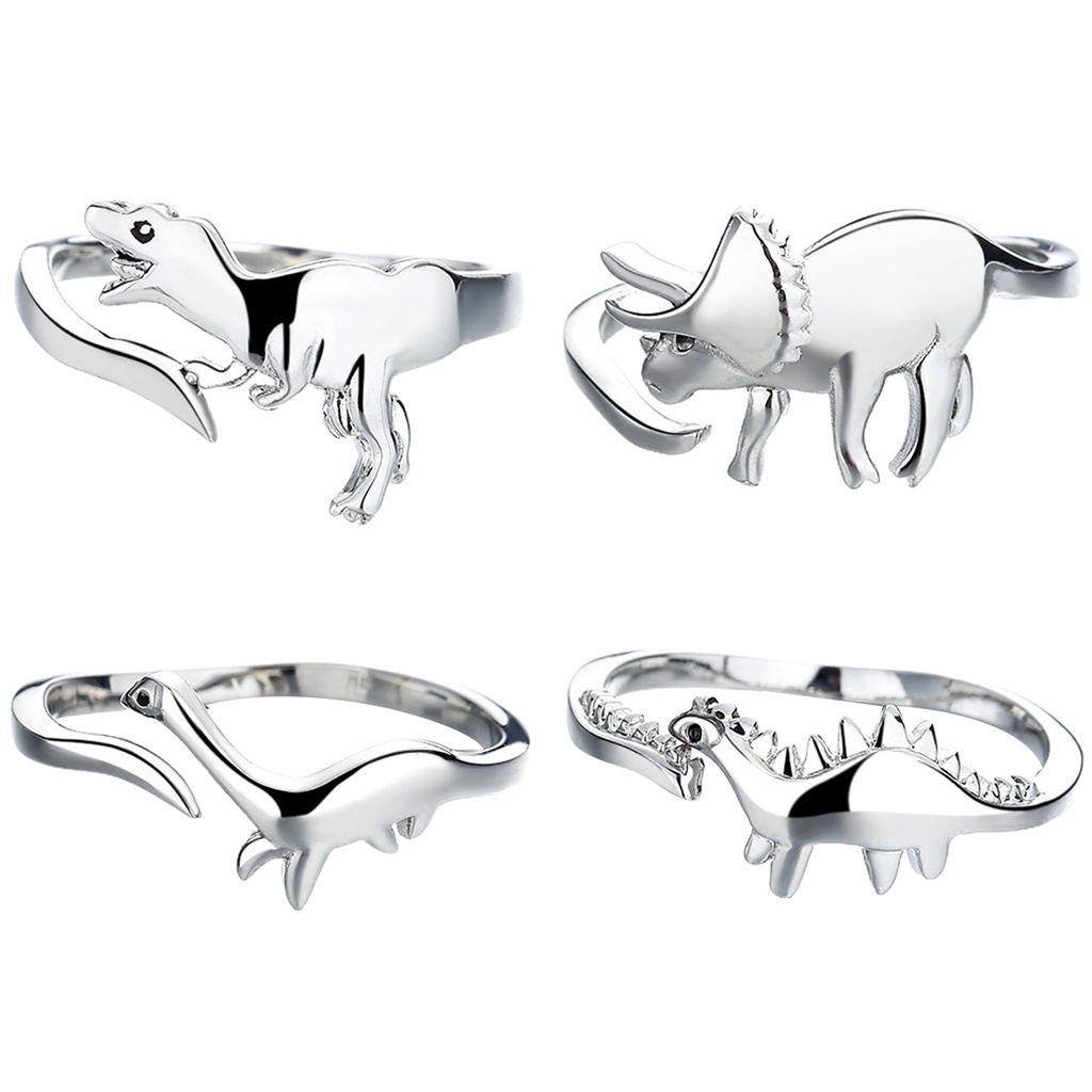 Hu Hu Hu Hu Hu Alat Bantu Pasang Kacamata♡ Cincin Model Terbuka Bahan Metal Desain Dinosaurus Adjustable Bebas Timah Untuk Wanita