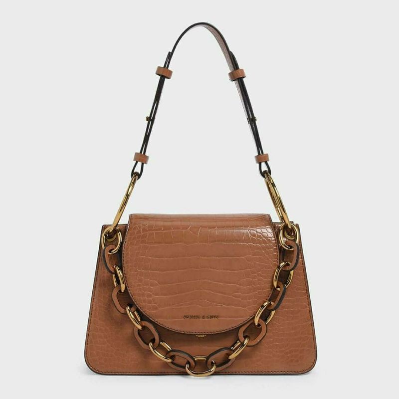 11.11 SALE | CK Croc-Effect Chunky Chain Link Shoulder Bag