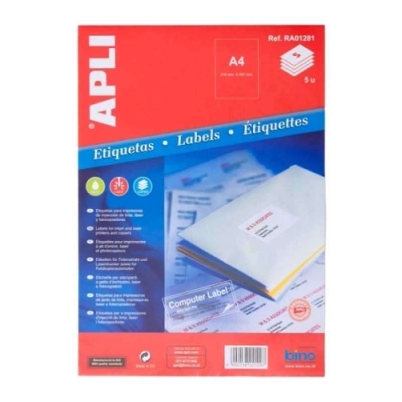 

[Zada] APLI Label White Paper 210 X 297MM 5 unit RA01281