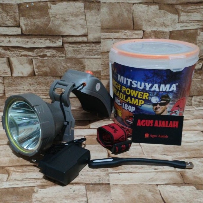 ✅cod senter kepala Mitsuyama ms184 LED T6 12000MAH TAHAN 24 JAM LED waterproof led super terang 100W
