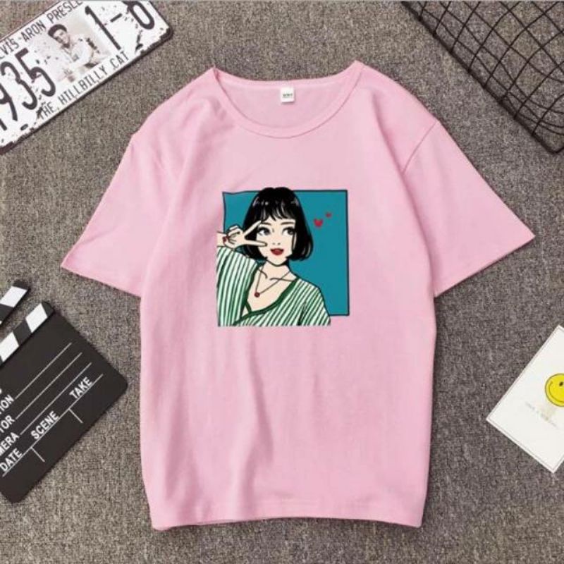 Arifirn Tshirt Girl ( LD 90, P 65) - Tshirt Wanita | Kaos Wanita | Baju Wanita