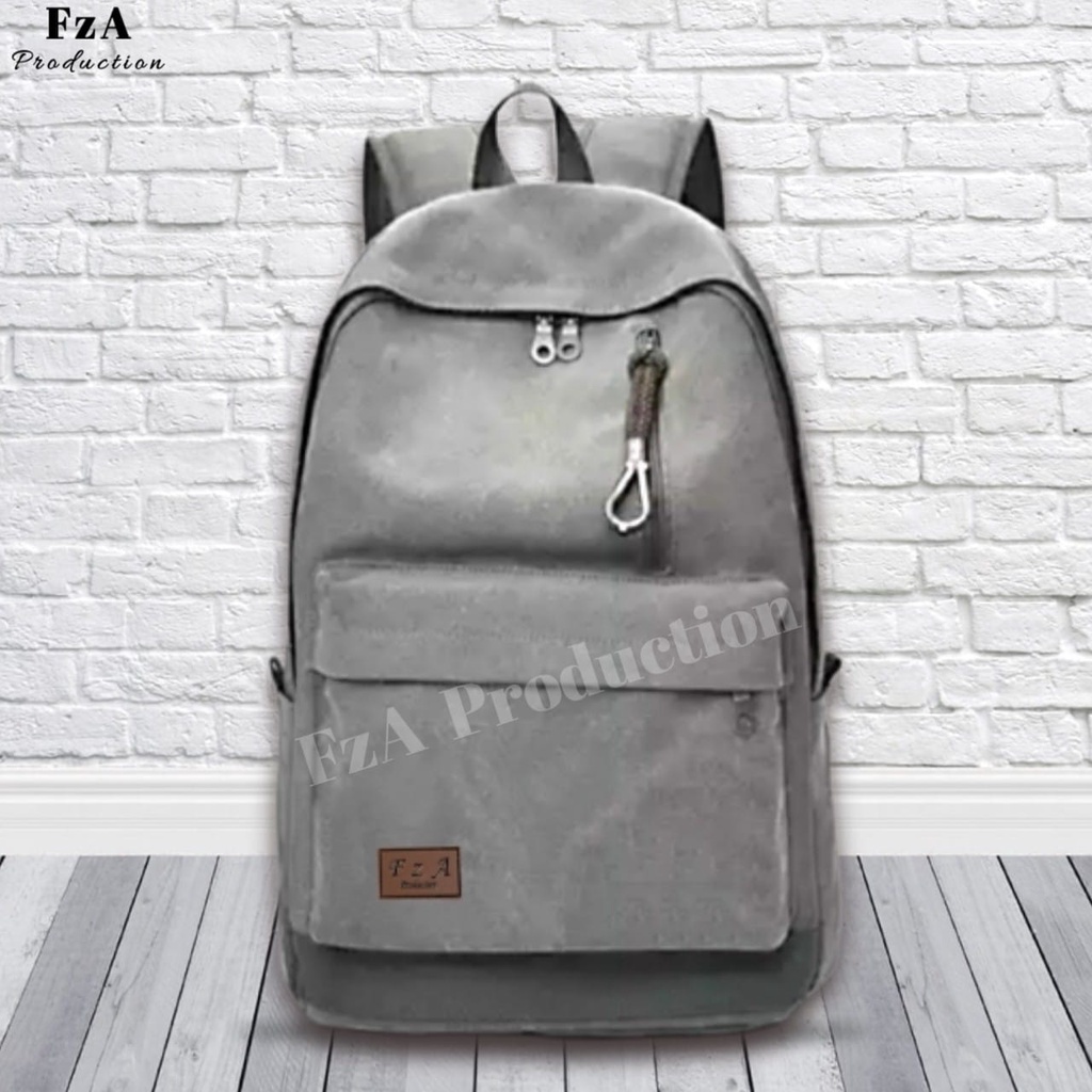 FzA Official - Tas Ransel Distro Casual Pria Wanita / Tas Ransel Laptop Backpack Sekolah Kuliah Distro Original Tas Punggung Laptop - GRY