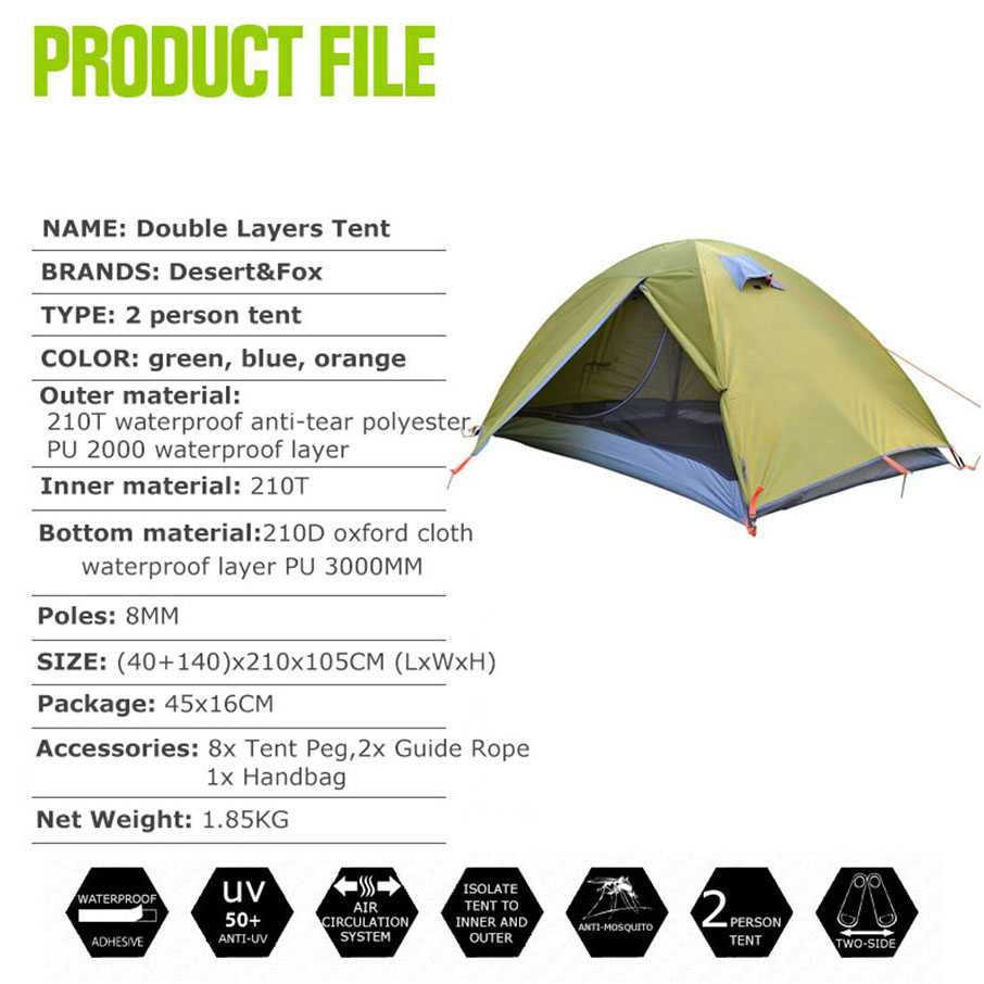 LILISTRE Desert&amp;Fox Tenda Camping Backpacking Tent Double Layer S003-JY-L